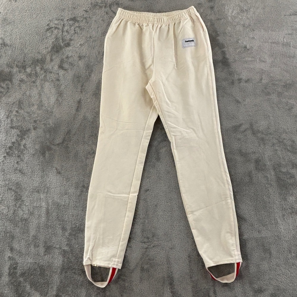 Tracksmith Bislett Pants Womens XS‎ Ivory Running Stirrup Stretch Ankle Zipper